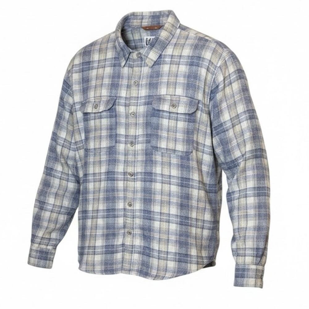 Marmot Men’s XL Blue Cream Plaid Flannel Shirt Gorpcore Hiking Earthy Granola